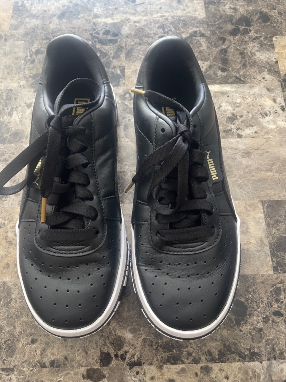 Puma Black Athletic Sneakers with Gold Accents